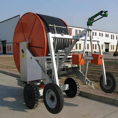 Große Regenpistole Wasserrad Landwirtschaftslandwirtschaftliche Bewässerungssysteme Motor mit Edelstahlschlauch Winder Roller Reel
