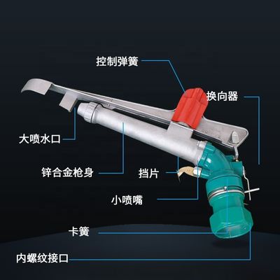 2 KG Landwirtschaftssprinkler Bewässerungssystem automatisch rotierende Langstrecken-Hochdruckmetallbewässerung Sprinkler Regenpistole